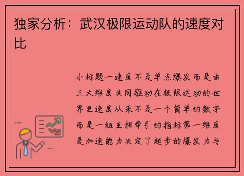 独家分析：武汉极限运动队的速度对比