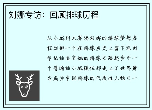 刘娜专访：回顾排球历程
